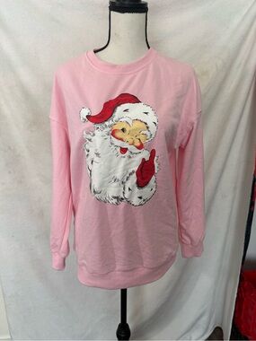 🎄💗 Vintage Retro Style Pink Santa Claus Crewneck Sweatshirt 💗🎄